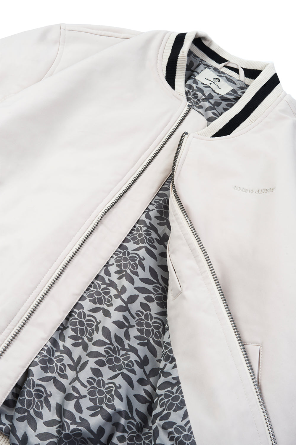 Bomber Jacket Floral Pattern Ecru | Cata Ciro