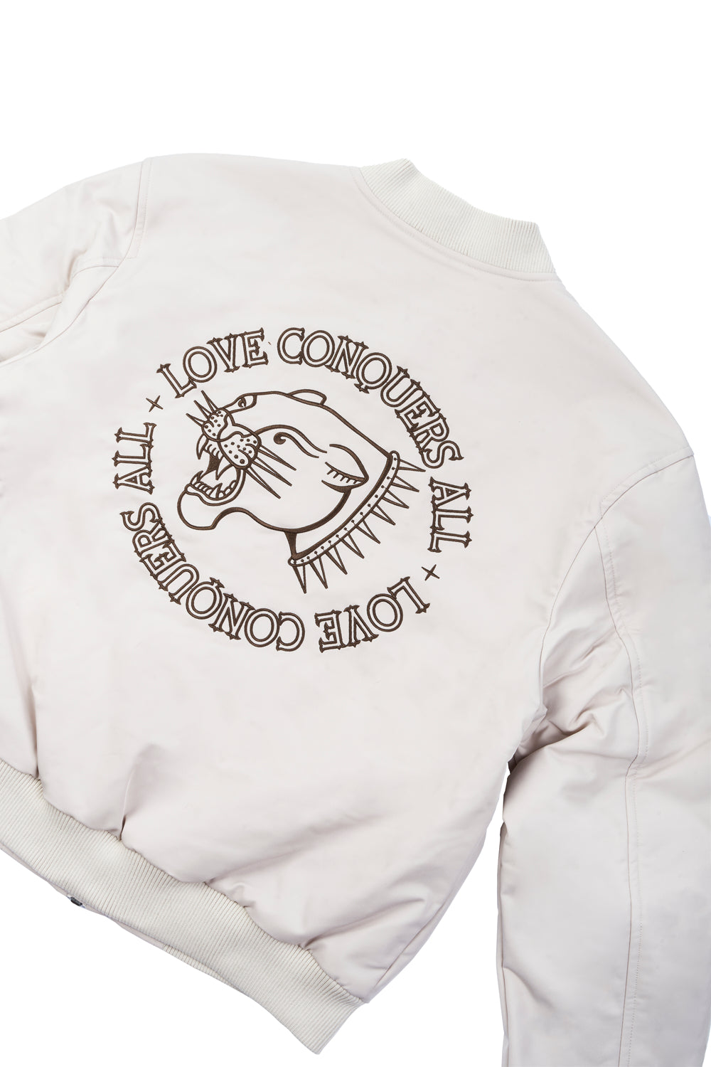 Bomber Jacket Love Conquers All Ecru | DimeDarko
