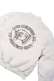 Bomber Jacket Love Conquers All Ecru | DimeDarko