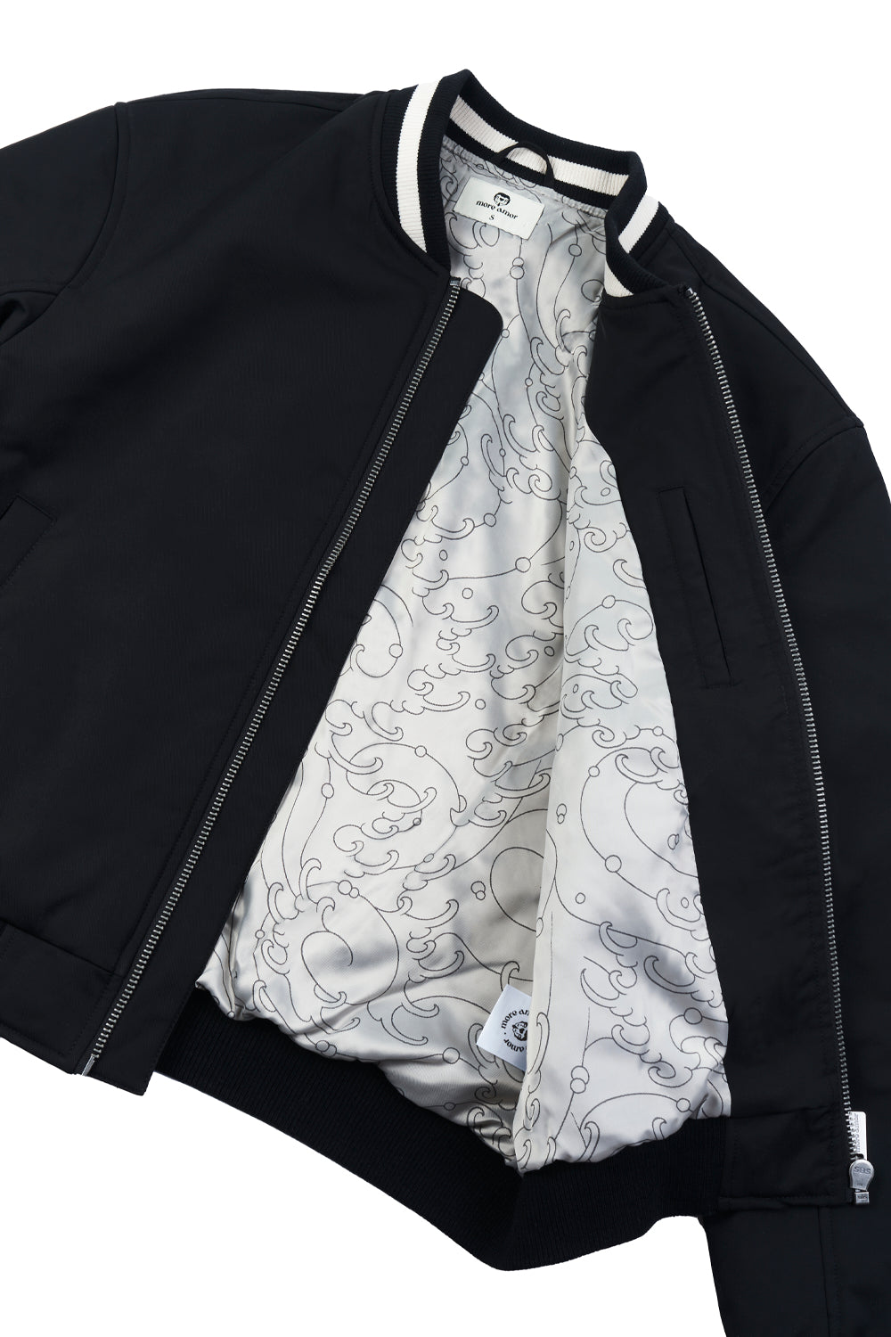 Bomber Jacket Japanese Waves Negro | Pablo Esquivel