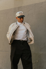 Bomber Jacket Floral Pattern Ecru | Cata Ciro