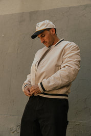 Bomber Jacket Floral Pattern Ecru | Cata Ciro