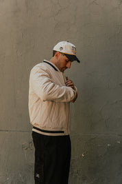 Bomber Jacket Floral Pattern Ecru | Cata Ciro