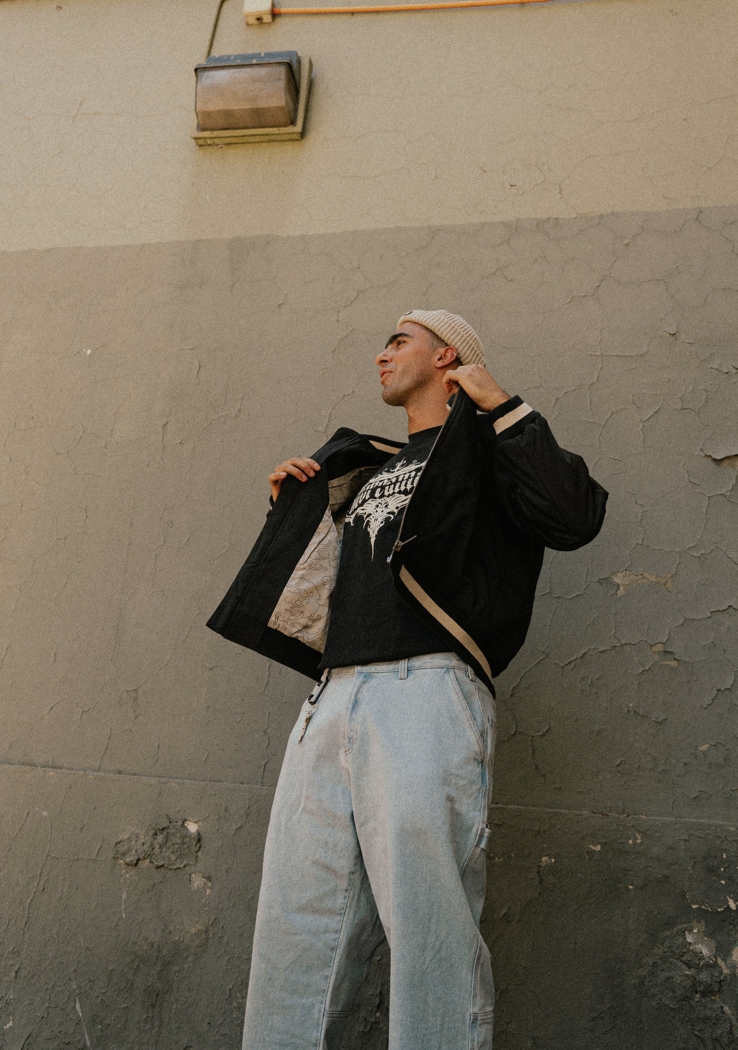 Bomber Jacket Japanese Waves Negro | Pablo Esquivel