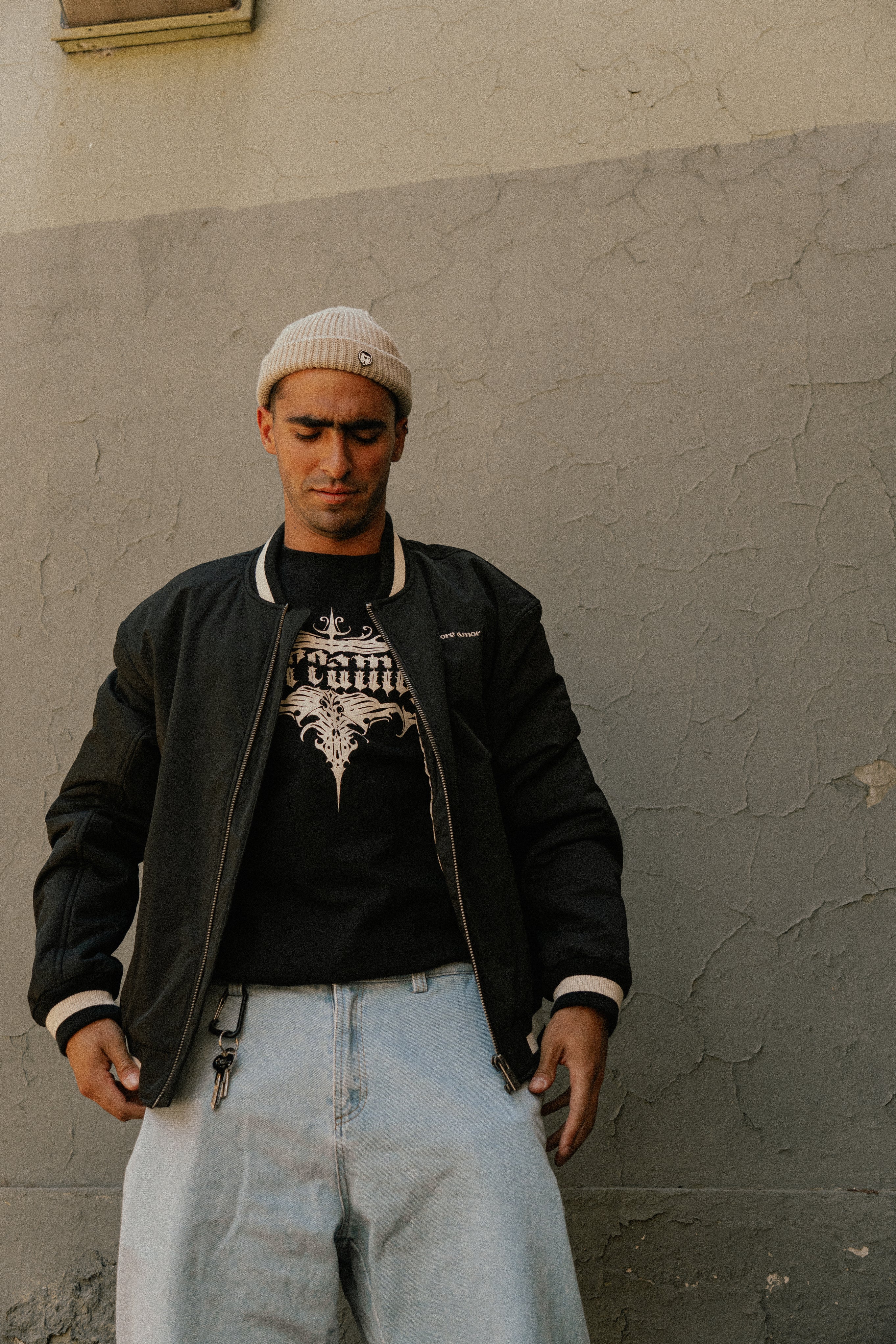 Bomber Jacket Japanese Waves Negro | Pablo Esquivel