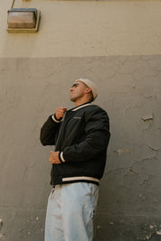 Bomber Jacket Japanese Waves Negro | Pablo Esquivel