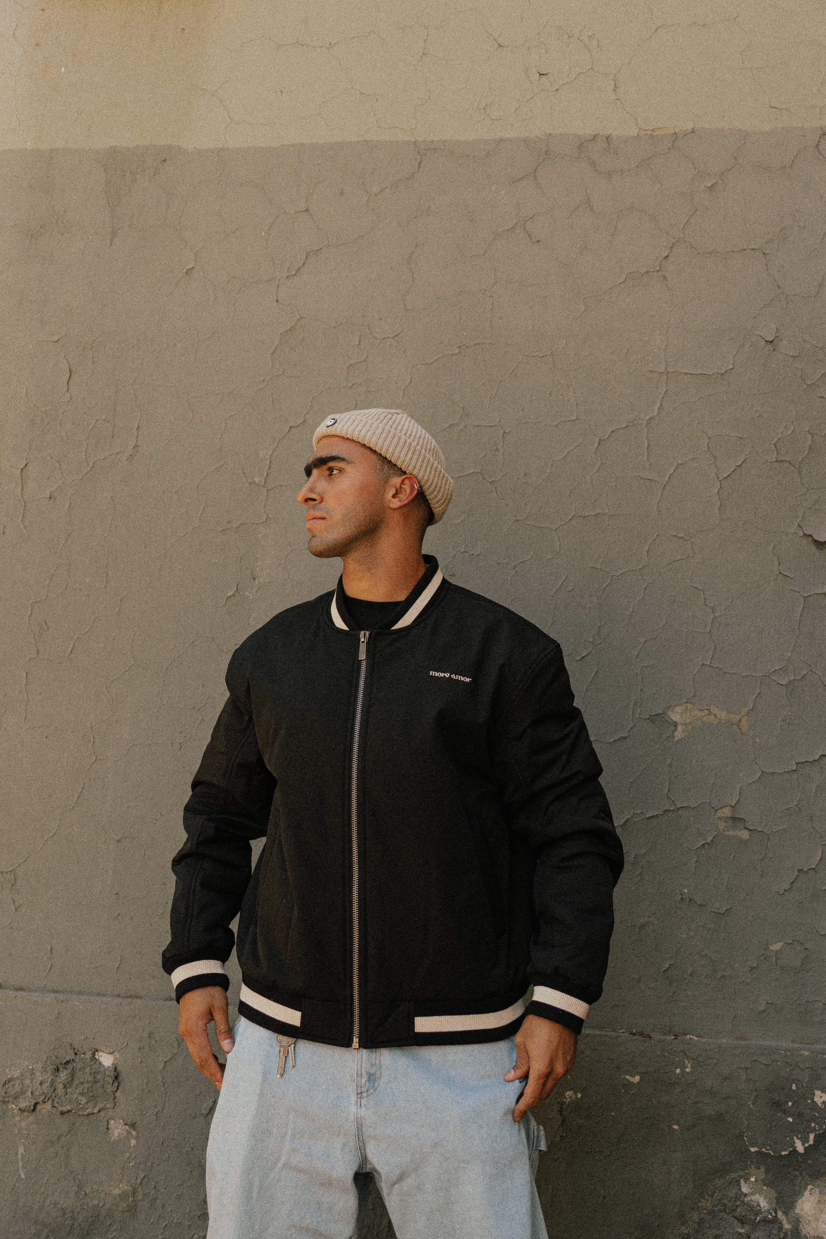 Bomber Jacket Japanese Waves Negro | Pablo Esquivel