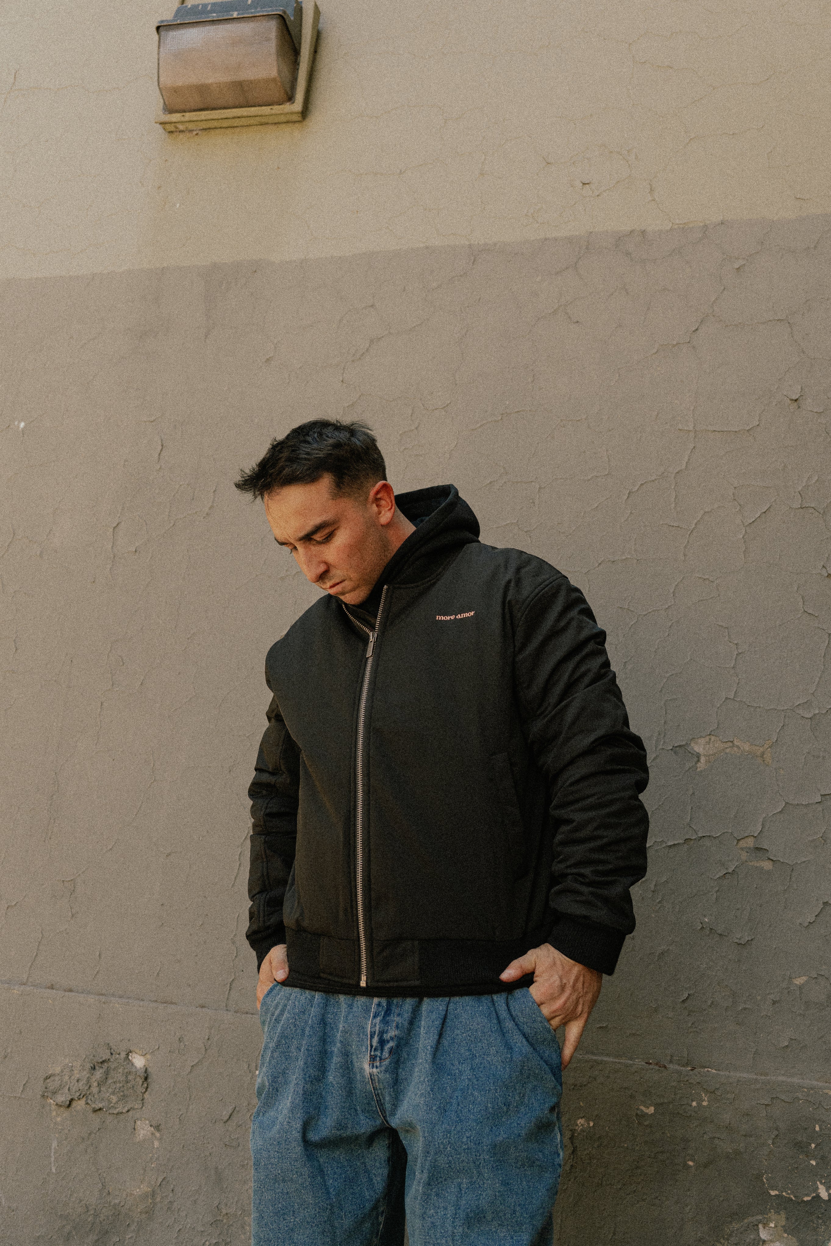 Bomber Jacket Crane Negro | Intemperie