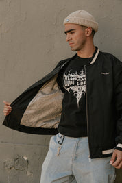 Bomber Jacket Japanese Waves Negro | Pablo Esquivel