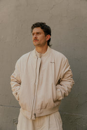 Bomber Jacket Love Conquers All Ecru | DimeDarko