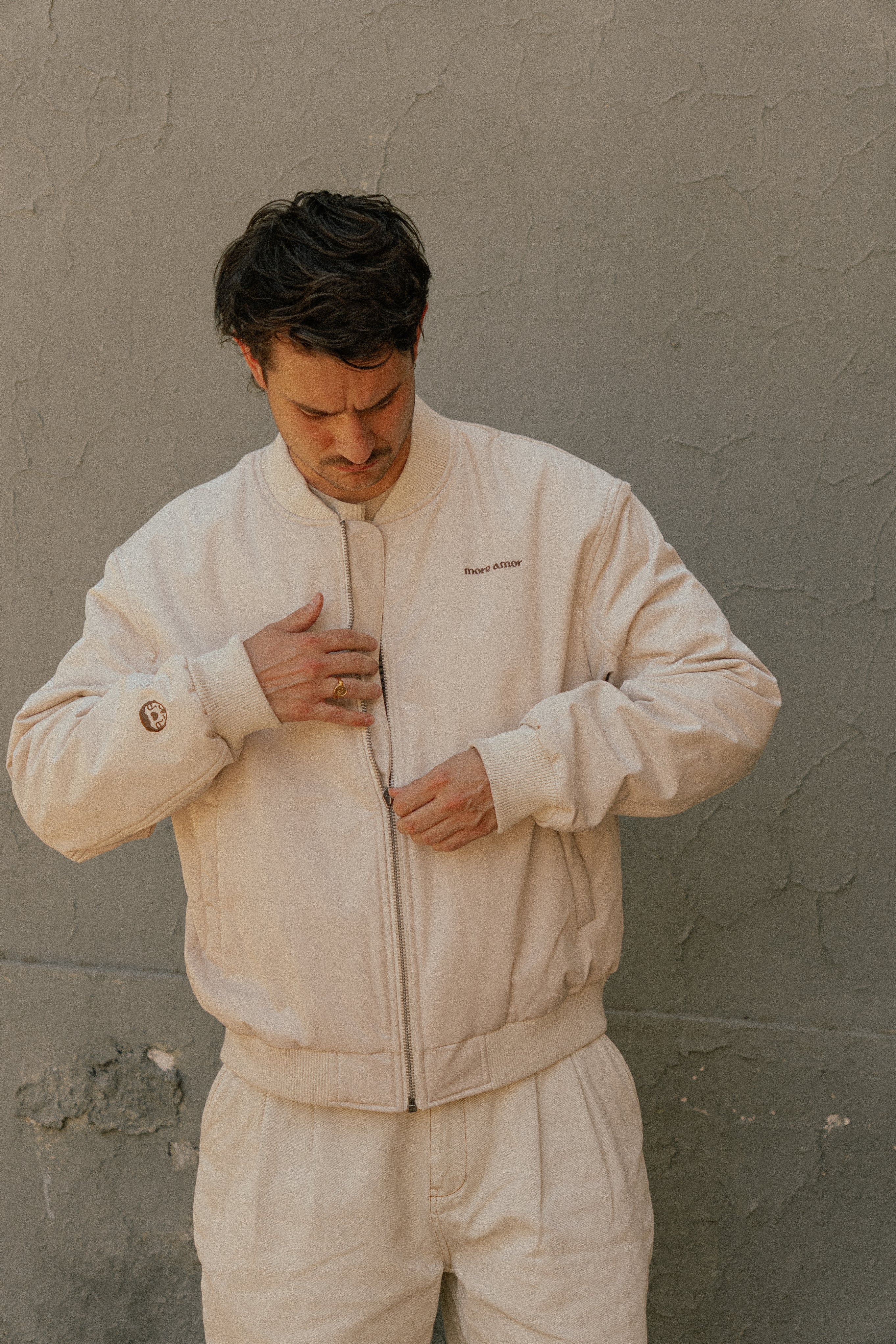 Bomber Jacket Love Conquers All Ecru | DimeDarko