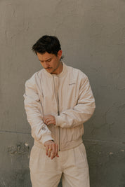 Bomber Jacket Love Conquers All Ecru | DimeDarko