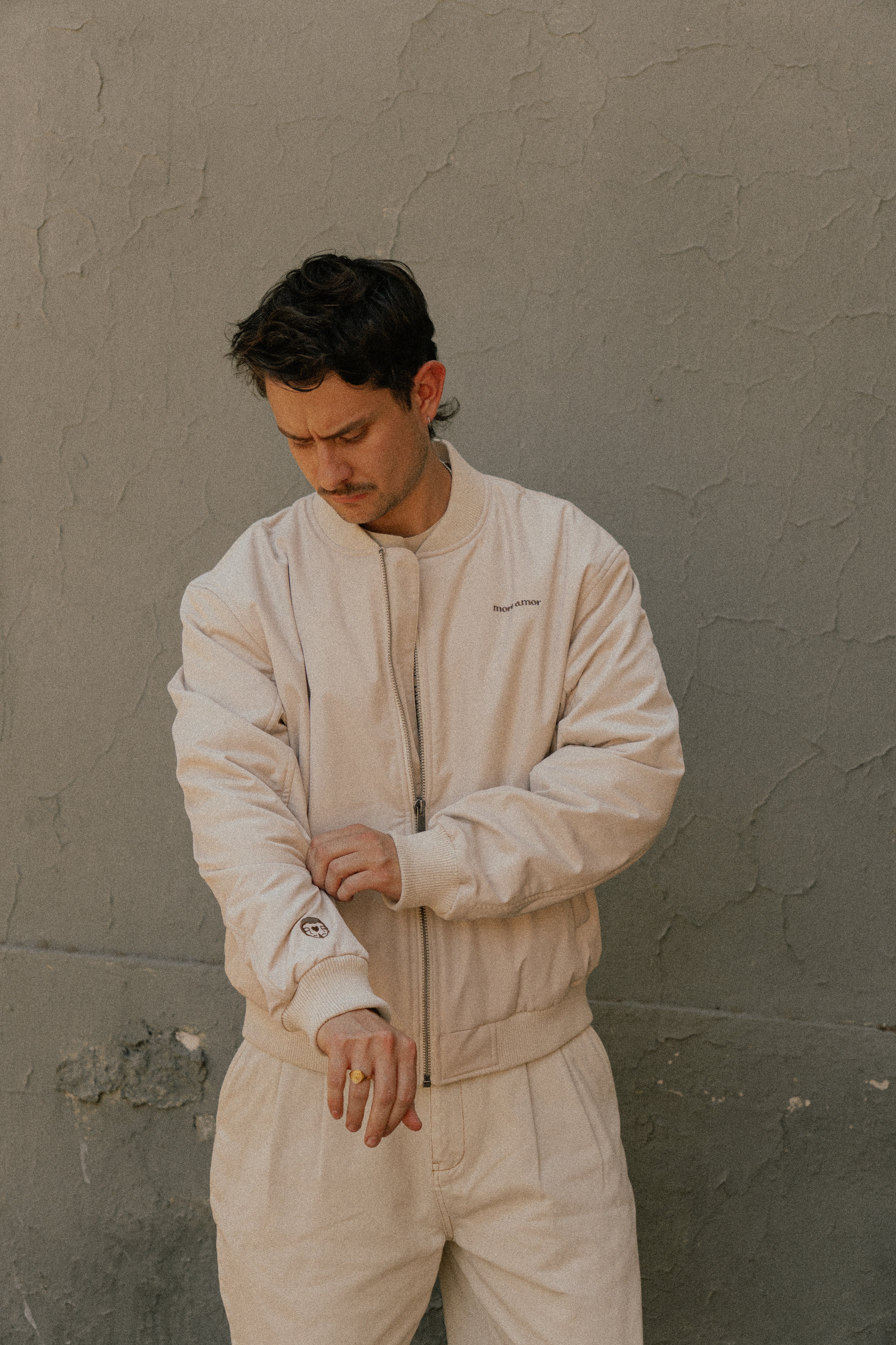 Bomber Jacket Love Conquers All Ecru | DimeDarko