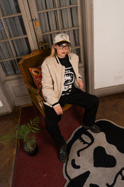 Bomber Jacket Floral Pattern Ecru | Cata Ciro