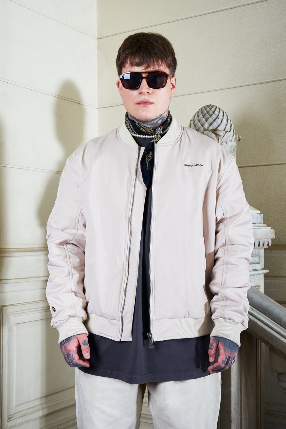 Bomber Jacket Love Conquers All Ecru | DimeDarko