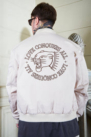 Bomber Jacket Love Conquers All Ecru | DimeDarko
