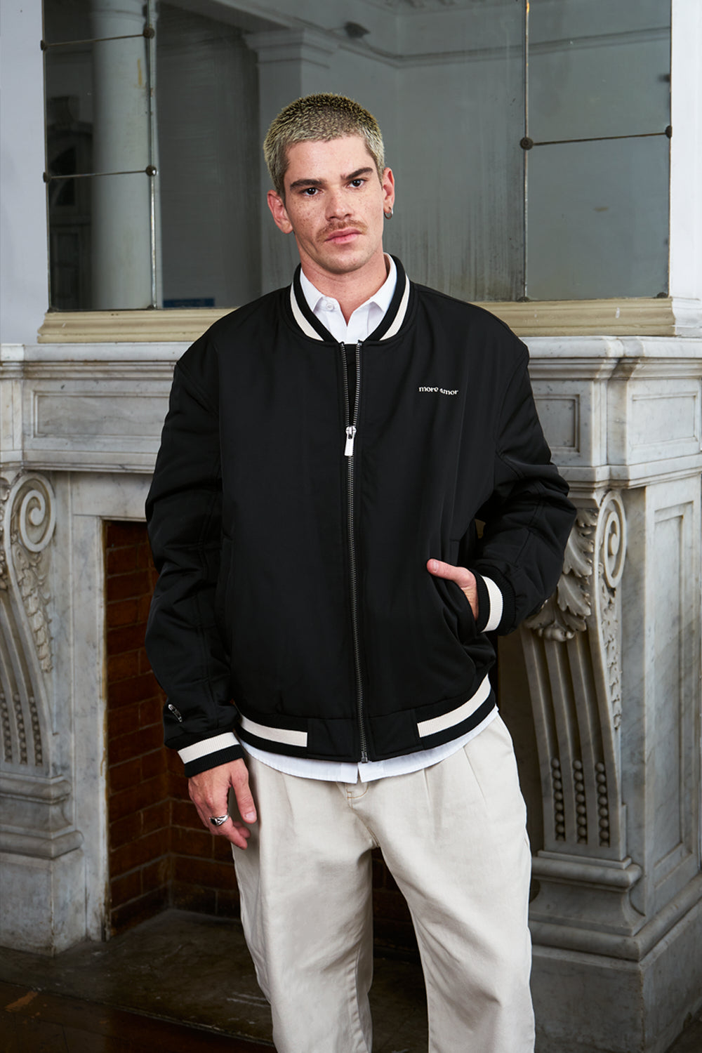 Bomber Jacket Japanese Waves Negro | Pablo Esquivel