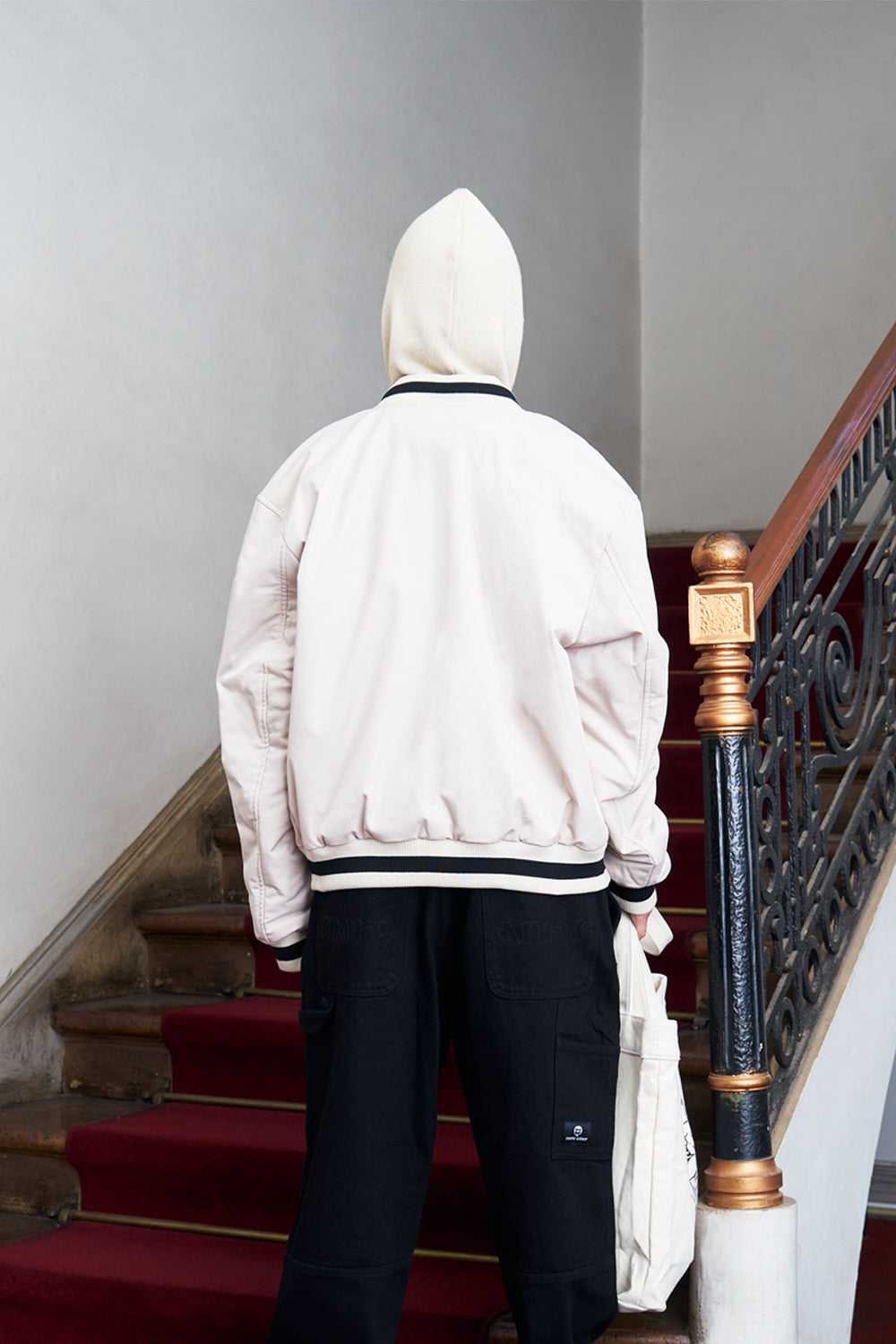 Bomber Jacket Floral Pattern Ecru | Cata Ciro