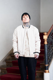 Bomber Jacket Floral Pattern Ecru | Cata Ciro