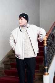 Bomber Jacket Floral Pattern Ecru | Cata Ciro