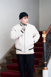 Bomber Jacket Floral Pattern Ecru | Cata Ciro