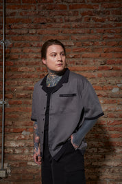 Camisa Flower Tribal Gris | Francisco Chaone