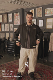 Bomber Jacket Floral Pattern Ecru | Cata Ciro