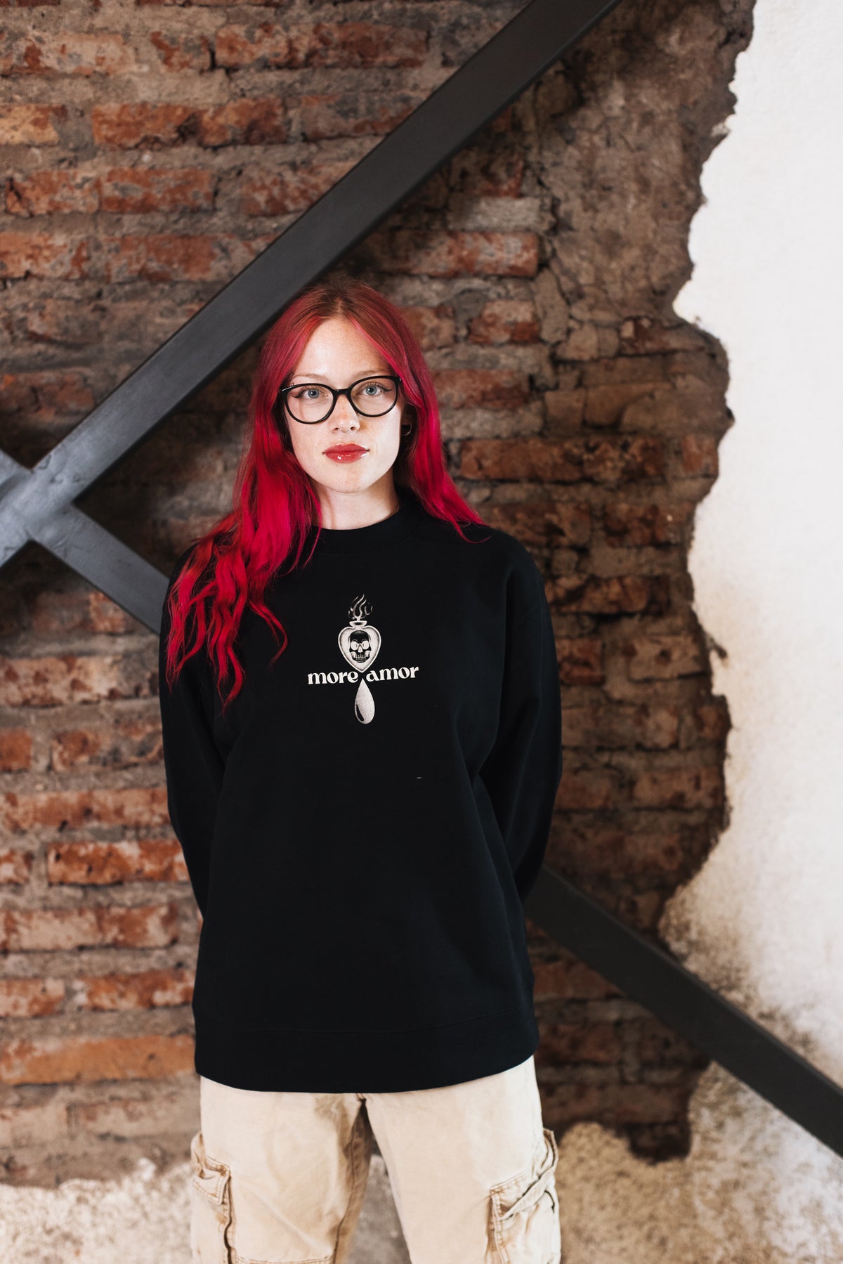 Polerón Crewneck sin Gorro Mujer Skull Negro | Max Costabal