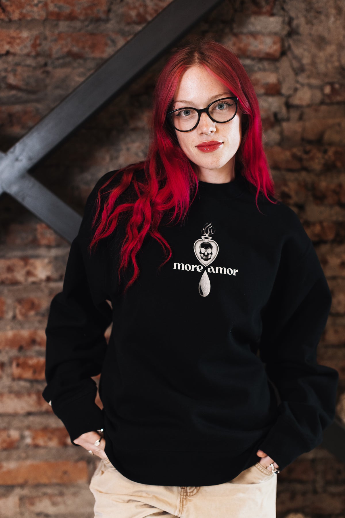 Polerón Crewneck sin Gorro Mujer Skull Negro | Max Costabal