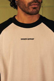 Polera Waffle Raglan Ecru&Negra | more amor