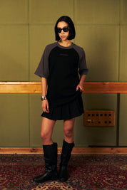 Polera Waffle Raglan Negra&Gris Mujer | more amor