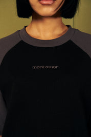 Polera Waffle Raglan Negra&Gris Mujer | more amor