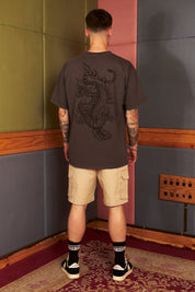 Polera Burning Tiger Gris | Matias Wenuqueo