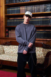 Crewneck Sin Gorro Neotribal Spine Gris | Simon Noctem
