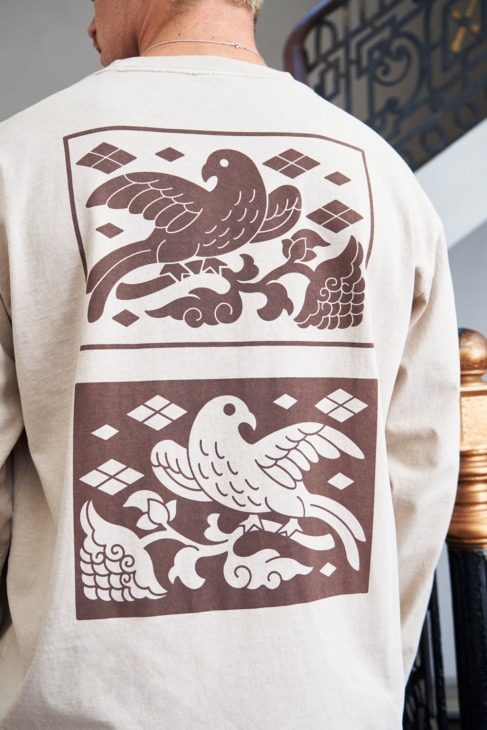 Polera 250 gr Dual Birds Ecru | Cata Ciro