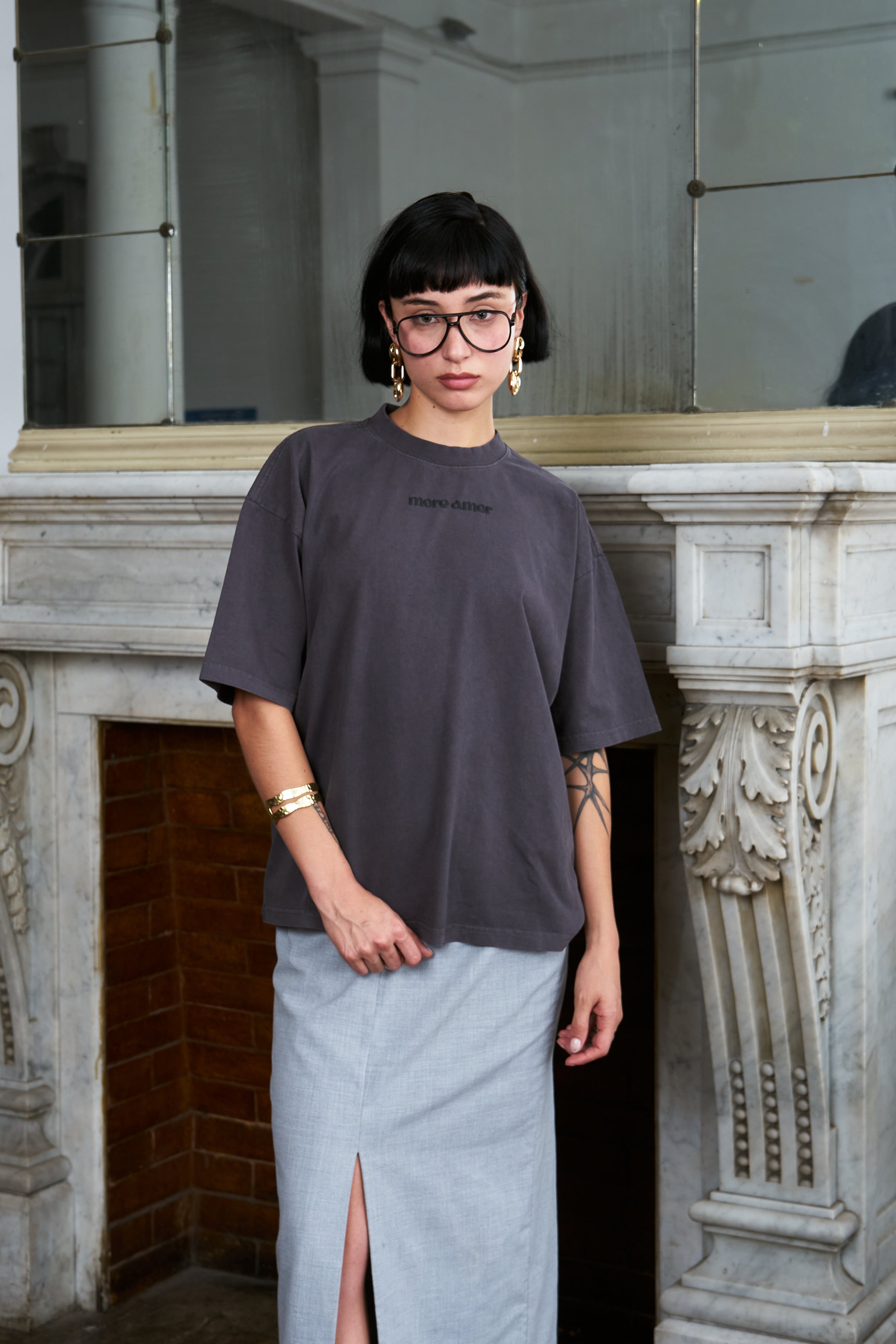 Polera Boxy Fit 250 gr Rounded Gris | more amor