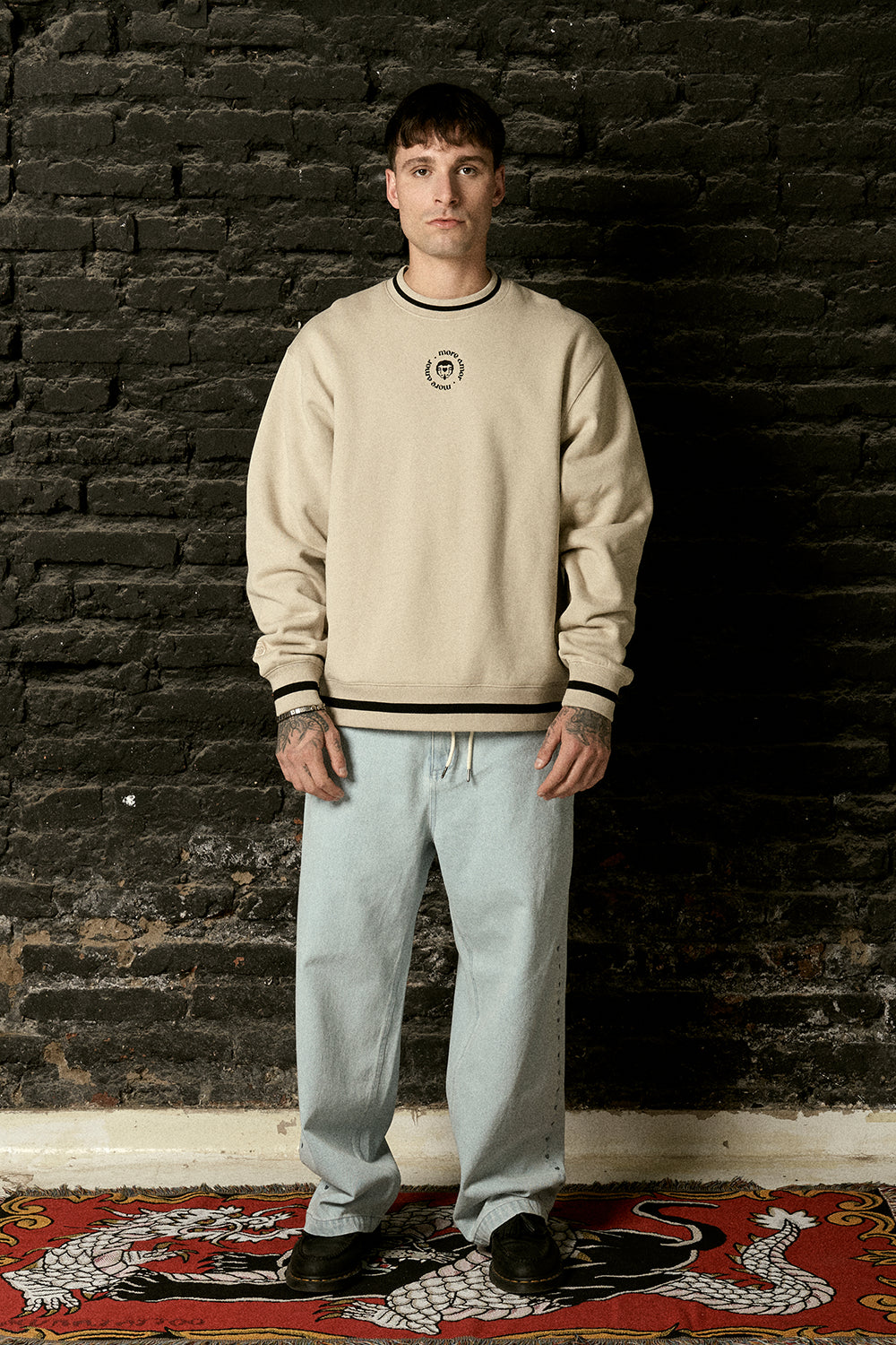 Polerón Crewneck sin Gorro Ecru Hombre | More Amor