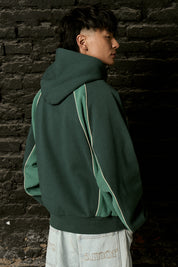 Polerón con Gorro Boxy Piping Double Verde Hombre | more amor