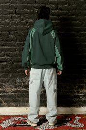 Polerón con Gorro Boxy Piping Double Verde Hombre | more amor