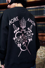 Crewneck Sin Gorro Heart&Roses Negro | DimeDarko