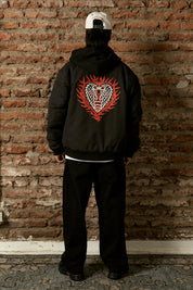 Chaqueta Bomber Flamed Cobra Negra Hombre | Jose Prieto
