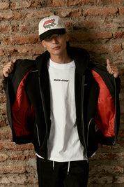 Chaqueta Bomber Flamed Cobra Negra Hombre | Jose Prieto
