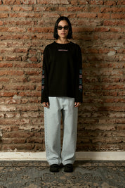Polera ML Crochet Rose Negra Mujer | Animalita
