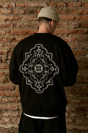 Polerón Crewneck Ornamental Rhombus Negro Hombre | Animalita