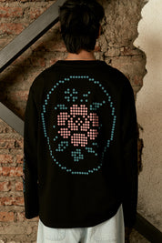 Polera ML Crochet Rose Negra Hombre | Animalita