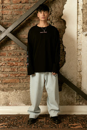 Polera ML Crochet Rose Negra Hombre | Animalita