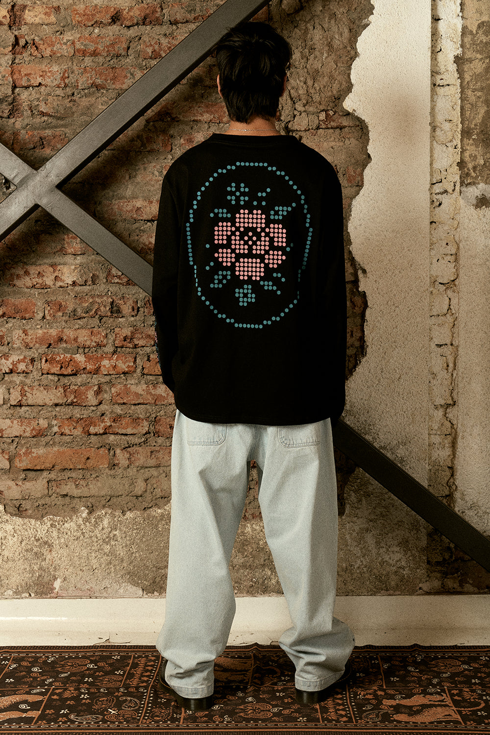 Polera ML Crochet Rose Negra Hombre | Animalita