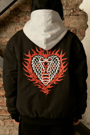 Chaqueta Bomber Flamed Cobra Negra Mujer | Jose Prieto