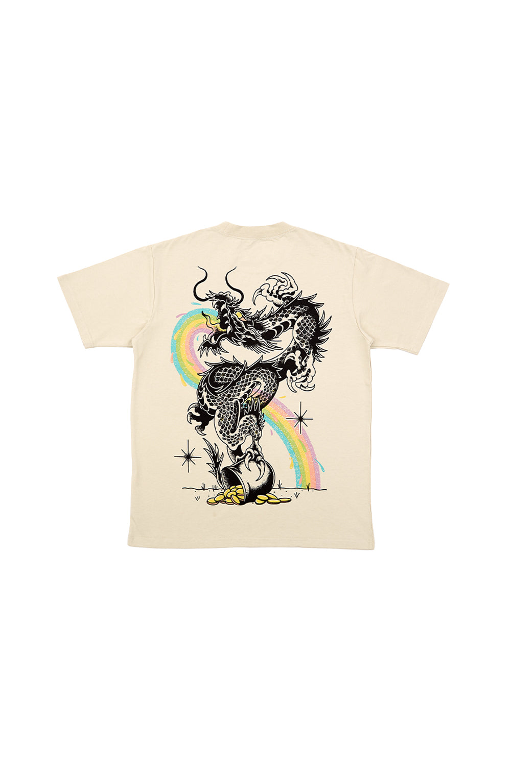 Polera Heavy Manga Corta Hombre Greedy Dragon Crema | Tomastinta