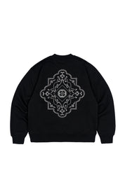 Polerón Crewneck Ornamental Rhombus Negro Mujer | Animalita